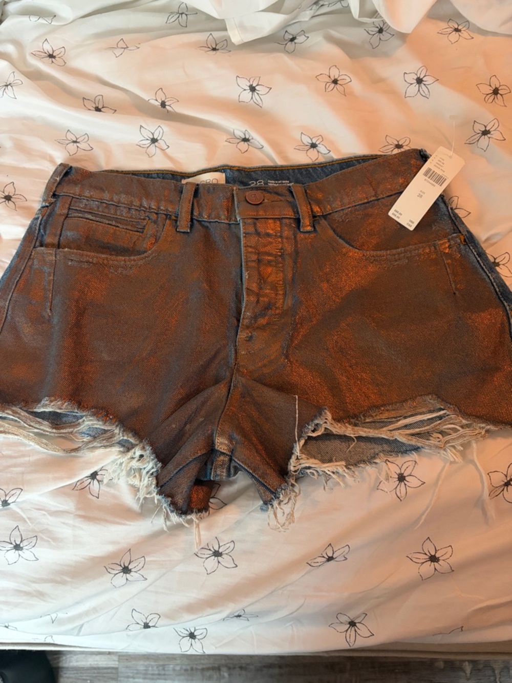 NWT Pilcro Metallic Bronze High-Rise Denim Shorts - Women‎